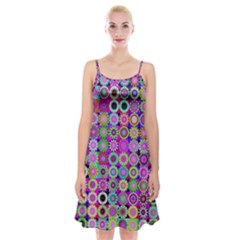 Design Circles Circular Background Spaghetti Strap Velvet Dress by Nexatart