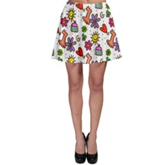 Doodle Wallpaper Skater Skirt by Nexatart