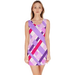 Diagonal Gingham Geometric Sleeveless Bodycon Dress by Nexatart