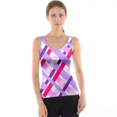 Diagonal Gingham Geometric Tank Top by Nexatart