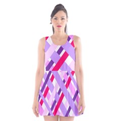 Diagonal Gingham Geometric Scoop Neck Skater Dress by Nexatart