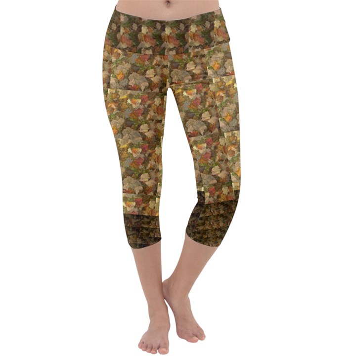 Autumn Leaves Capri Yoga Leggings