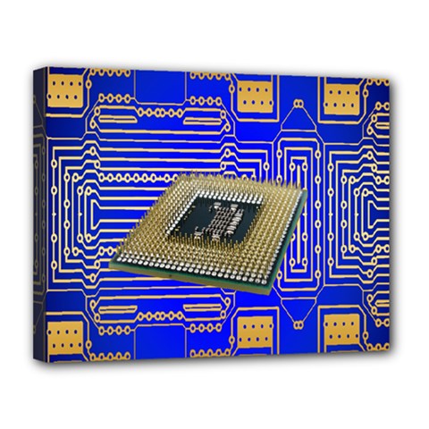 Processor Cpu Board Circuits Canvas 14  X 11  by Nexatart