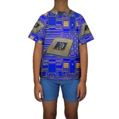 Processor Cpu Board Circuits Kids  Short Sleeve Swimwear by Nexatart