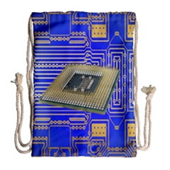 Processor Cpu Board Circuits Drawstring Bag (large) by Nexatart