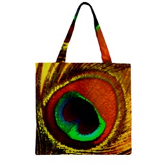 Peacock Feather Eye Zipper Grocery Tote Bag