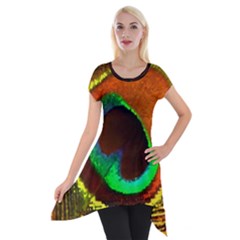 Peacock Feather Eye Short Sleeve Side Drop Tunic