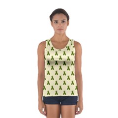 Leaf Pattern Green Wallpaper Tea Women s Sport Tank Top  by Nexatart