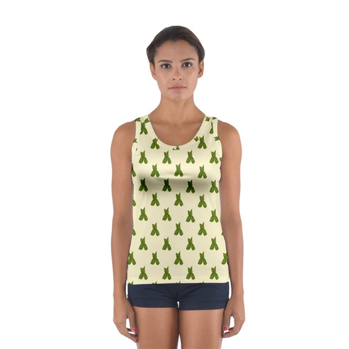 Leaf Pattern Green Wallpaper Tea Women s Sport Tank Top 