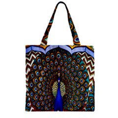 The Peacock Pattern Zipper Grocery Tote Bag by Nexatart