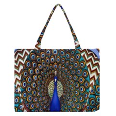 The Peacock Pattern Medium Zipper Tote Bag by Nexatart