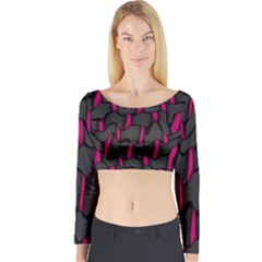 Weave And Knit Pattern Seamless Background Long Sleeve Crop Top by Nexatart