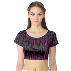 Weave And Knit Pattern Seamless Background Short Sleeve Crop Top (tight Fit) by Nexatart