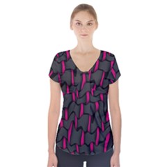 Weave And Knit Pattern Seamless Background Short Sleeve Front Detail Top by Nexatart