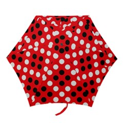 Red & Black Polka Dot Pattern Mini Folding Umbrellas by Nexatart