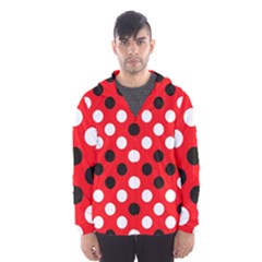 Red & Black Polka Dot Pattern Hooded Wind Breaker (men) by Nexatart