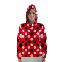 Red & Black Polka Dot Pattern Hooded Wind Breaker (women) by Nexatart