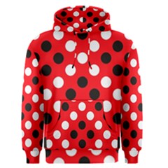 Red & Black Polka Dot Pattern Men s Pullover Hoodie by Nexatart