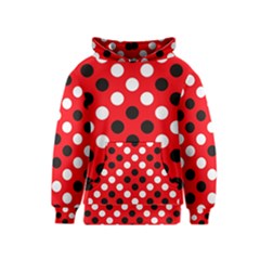 Red & Black Polka Dot Pattern Kids  Pullover Hoodie by Nexatart