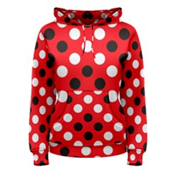 Red & Black Polka Dot Pattern Women s Pullover Hoodie by Nexatart