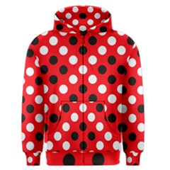 Red & Black Polka Dot Pattern Men s Zipper Hoodie by Nexatart