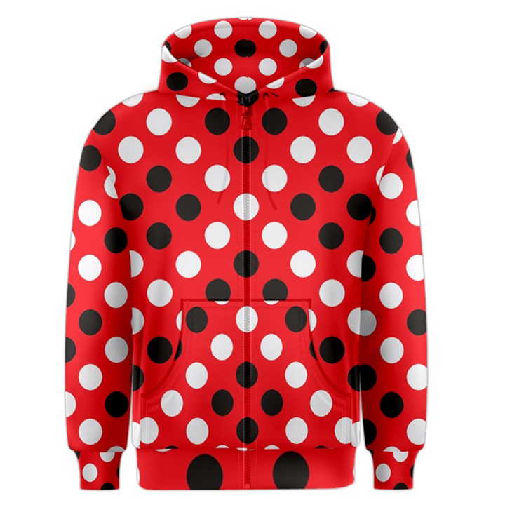 Red & Black Polka Dot Pattern Men s Zipper Hoodie