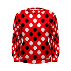 Red & Black Polka Dot Pattern Women s Sweatshirt by Nexatart