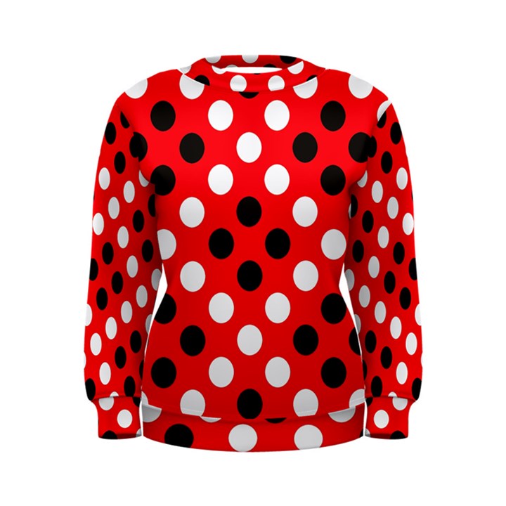 Red & Black Polka Dot Pattern Women s Sweatshirt