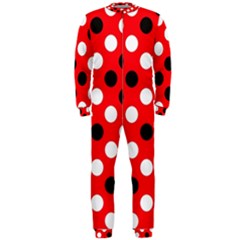 Red & Black Polka Dot Pattern Onepiece Jumpsuit (men)  by Nexatart