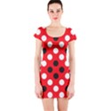 Red & Black Polka Dot Pattern Short Sleeve Bodycon Dress View1