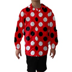 Red & Black Polka Dot Pattern Hooded Wind Breaker (kids) by Nexatart