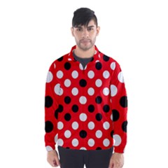 Red & Black Polka Dot Pattern Wind Breaker (men) by Nexatart