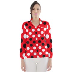 Red & Black Polka Dot Pattern Wind Breaker (women) by Nexatart