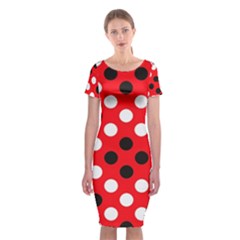 Red & Black Polka Dot Pattern Classic Short Sleeve Midi Dress by Nexatart