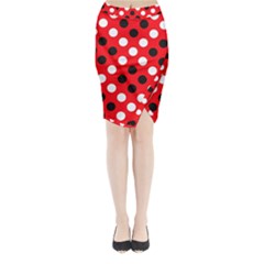 Red & Black Polka Dot Pattern Midi Wrap Pencil Skirt by Nexatart