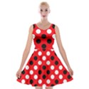 Red & Black Polka Dot Pattern Velvet Skater Dress View1