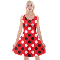 Red & Black Polka Dot Pattern Reversible Velvet Sleeveless Dress by Nexatart