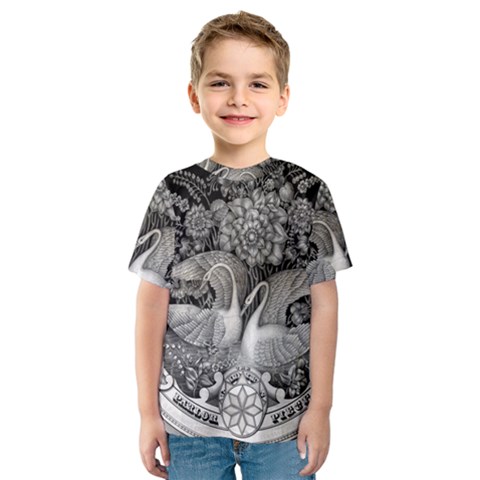 Swans Floral Pattern Vintage Kids  Sport Mesh Tee by Nexatart