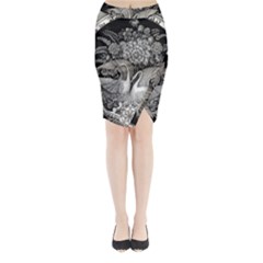 Swans Floral Pattern Vintage Midi Wrap Pencil Skirt by Nexatart