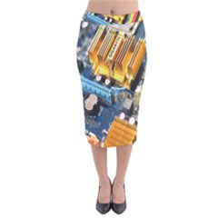 Technology Computer Chips Gigabyte Velvet Midi Pencil Skirt