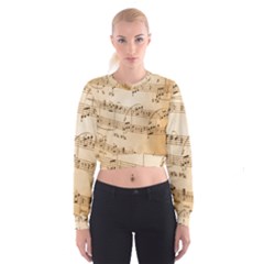 Music Notes Background Women s Cropped Sweatshirt by Nexatart