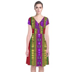 A Gift From The Rainbow In The Sky Short Sleeve Front Wrap Dress by pepitasart