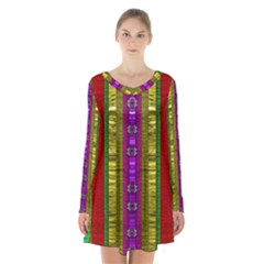 A Gift From The Rainbow In The Sky Long Sleeve Velvet V-neck Dress by pepitasart