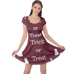 Halloween Free Card Trick Or Treat Cap Sleeve Dresses by Nexatart