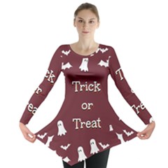 Halloween Free Card Trick Or Treat Long Sleeve Tunic  by Nexatart