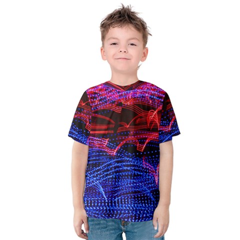 Lights Abstract Curves Long Exposure Kids  Cotton Tee by Nexatart