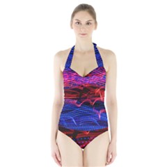 Lights Abstract Curves Long Exposure Halter Swimsuit by Nexatart