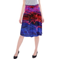 Lights Abstract Curves Long Exposure Midi Beach Skirt by Nexatart