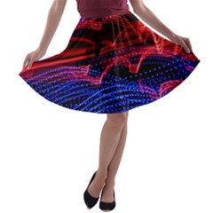 Lights Abstract Curves Long Exposure A-line Skater Skirt by Nexatart