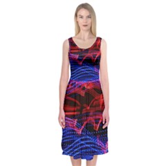 Lights Abstract Curves Long Exposure Midi Sleeveless Dress